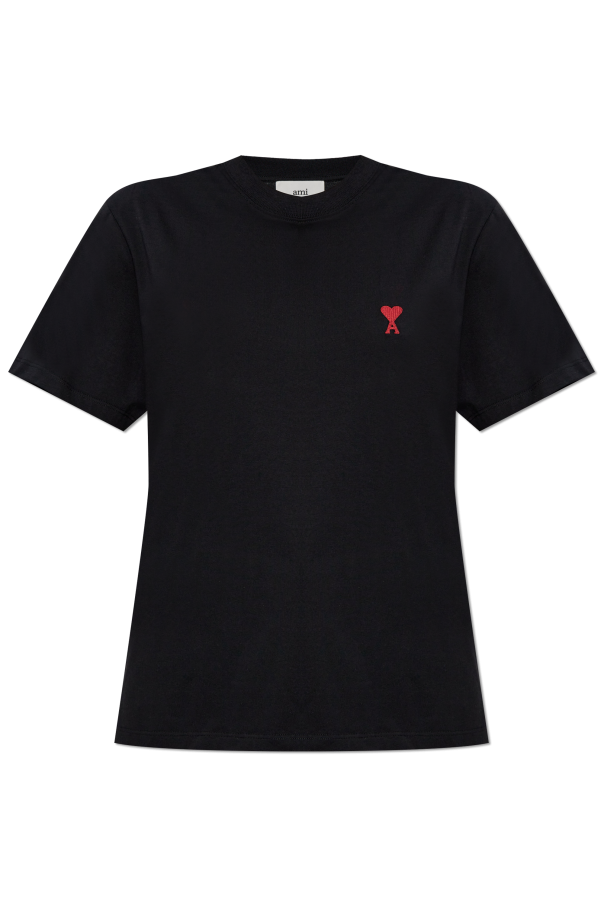 Black T-shirt with embroidered logo Ami Alexandre Mattiussi